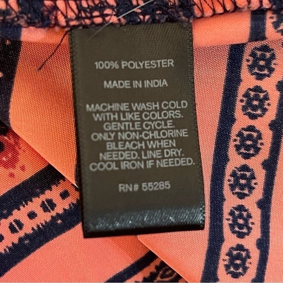 EXPRESS Y2K Tube Top Geometric Chevron Orange Navy Blue Boho Chic‎ Dress Size M - Picture 13 of 16